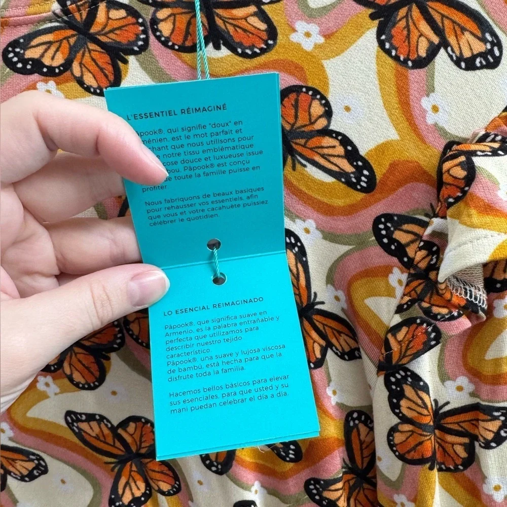 Posh Peanut Bowie Adult Orange and White Butterfly pullover sweater - Picture 4 of 6